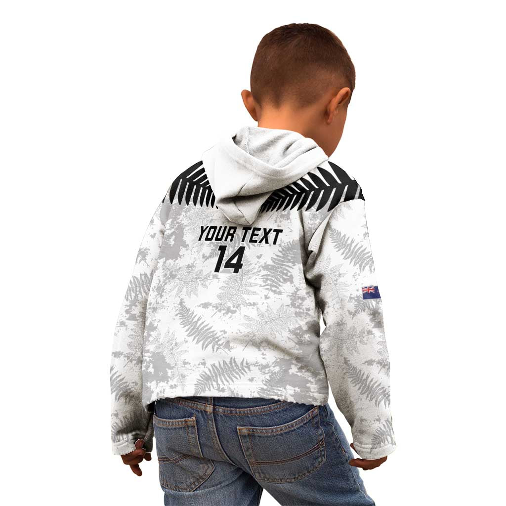 Custom New Zealand Silver Fern Football Kid Hoodie Go Aotearoa Grunge White - Vibe Hoodie