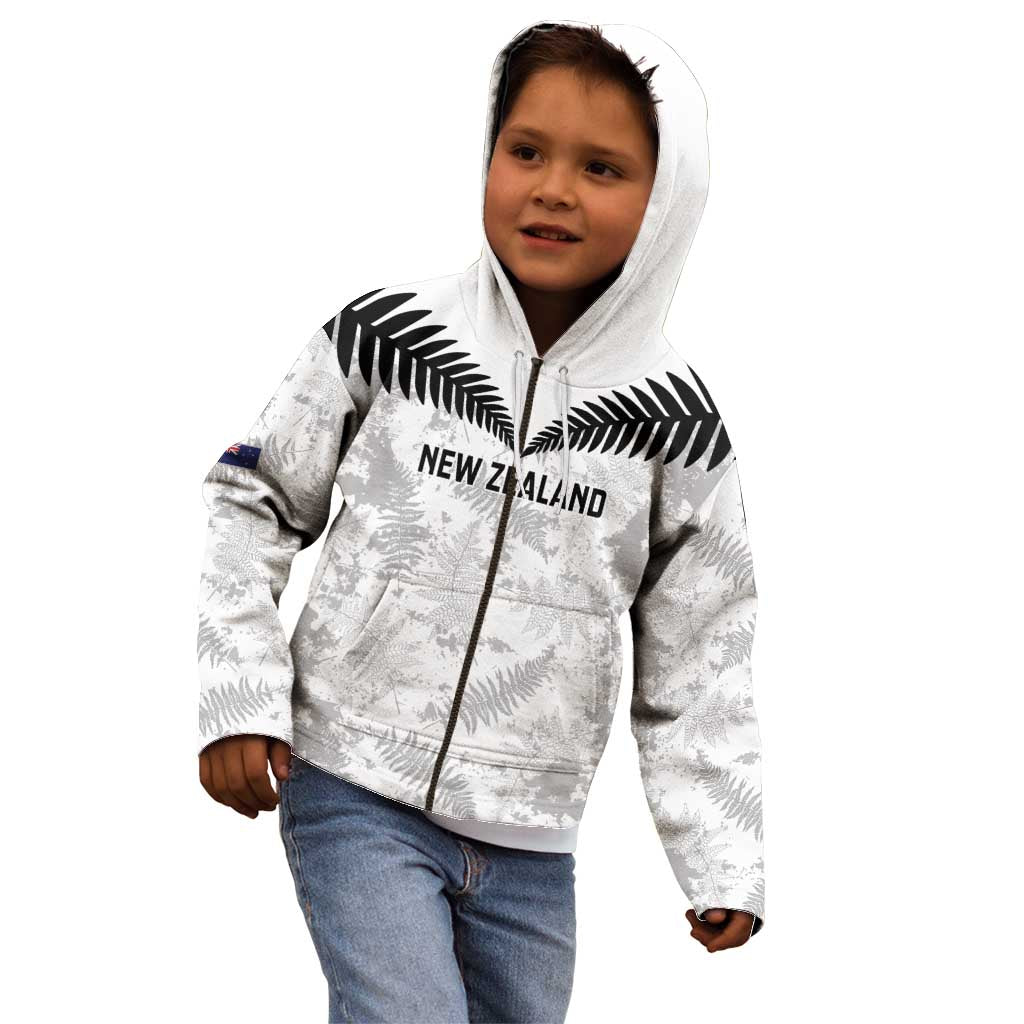 Custom New Zealand Silver Fern Football Kid Hoodie Go Aotearoa Grunge White - Vibe Hoodie