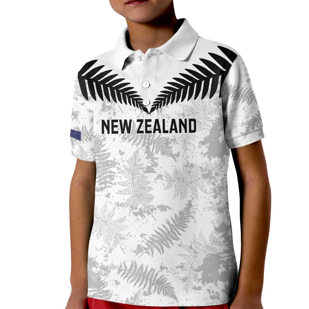 Custom New Zealand Silver Fern Football Kid Polo Shirt Go Aotearoa Grunge White - Vibe Hoodie