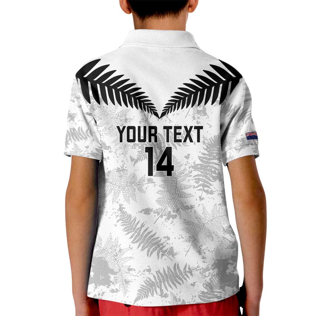 Custom New Zealand Silver Fern Football Kid Polo Shirt Go Aotearoa Grunge White - Vibe Hoodie