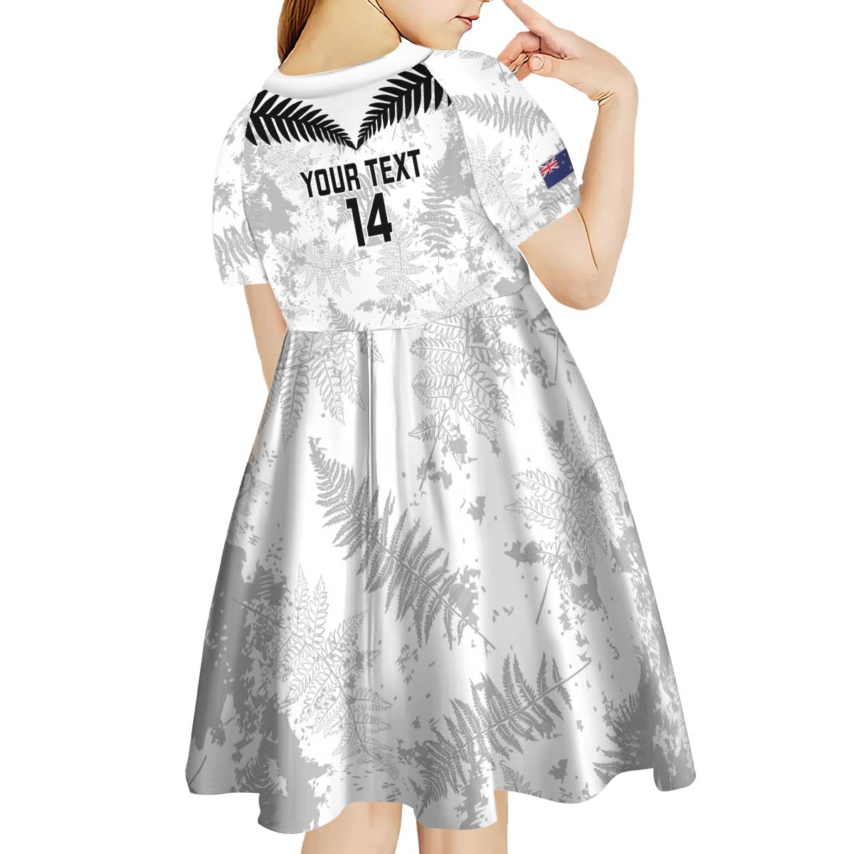Custom New Zealand Silver Fern Football Kid Short Sleeve Dress Go Aotearoa Grunge White - Vibe Hoodie