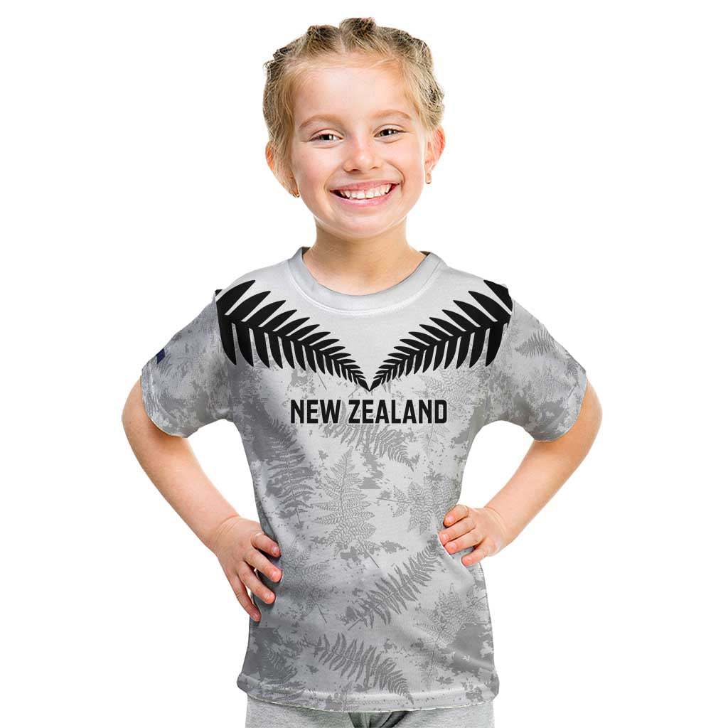 Custom New Zealand Silver Fern Football Kid T Shirt Go Aotearoa Grunge White - Vibe Hoodie