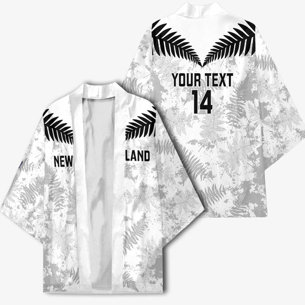 Custom New Zealand Silver Fern Football Kimono Go Aotearoa Grunge White - Vibe Hoodie