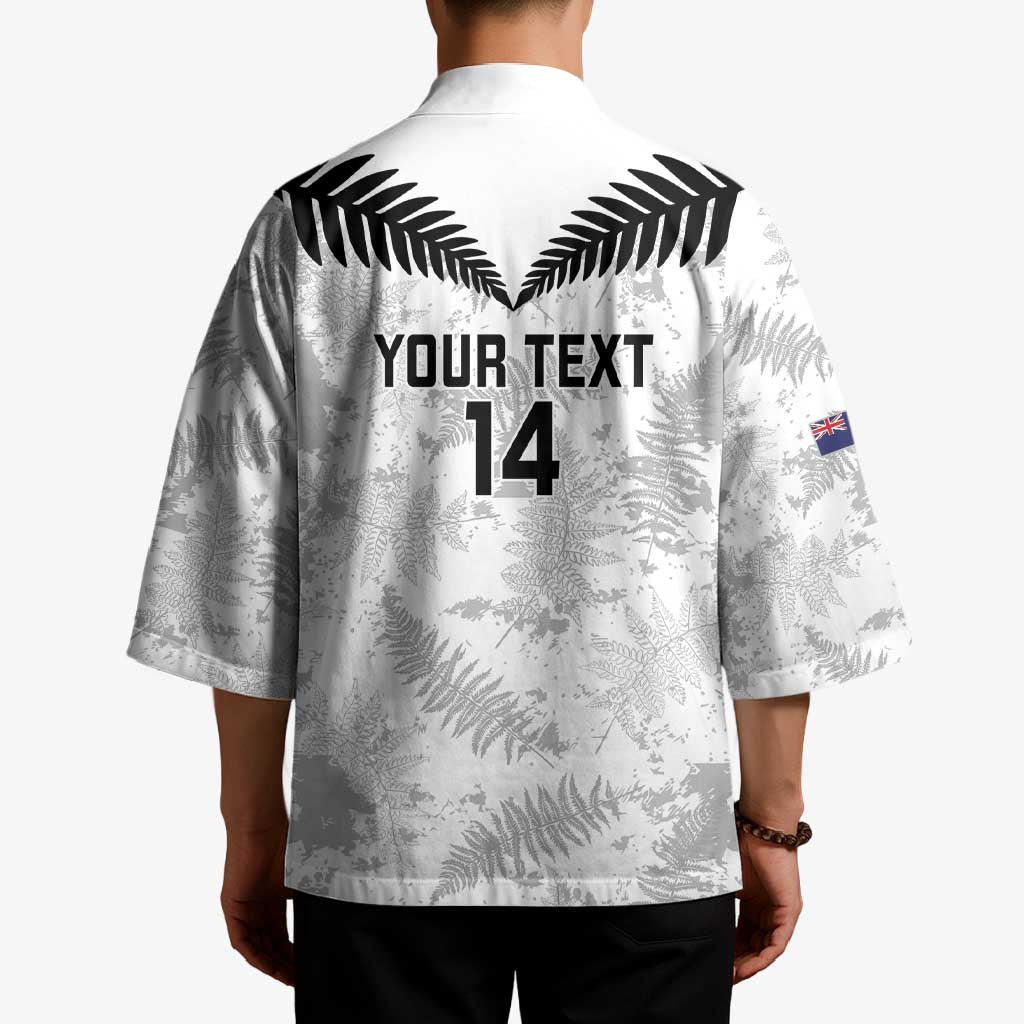 Custom New Zealand Silver Fern Football Kimono Go Aotearoa Grunge White - Vibe Hoodie