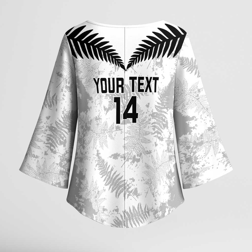 Custom New Zealand Silver Fern Football Kimono Sleeve Blouse Go Aotearoa Grunge White - Vibe Hoodie