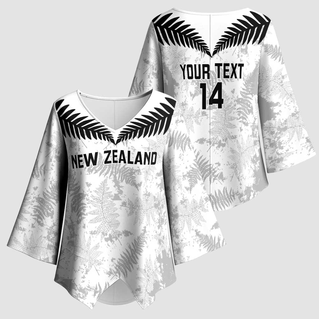 Custom New Zealand Silver Fern Football Kimono Sleeve Blouse Go Aotearoa Grunge White - Vibe Hoodie