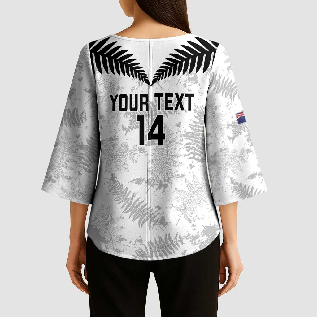 Custom New Zealand Silver Fern Football Kimono Sleeve Blouse Go Aotearoa Grunge White - Vibe Hoodie