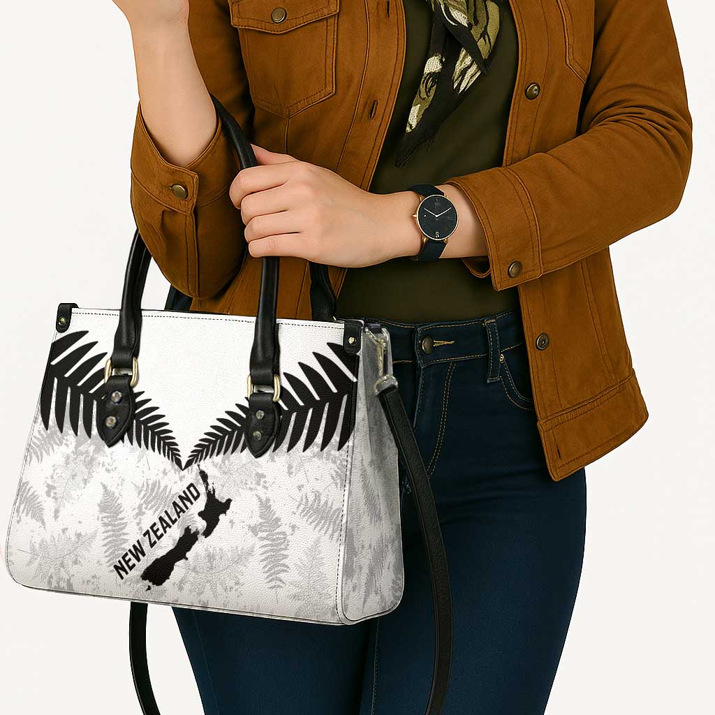 Custom New Zealand Silver Fern Football Leather Bag Go Aotearoa Grunge White - Vibe Hoodie