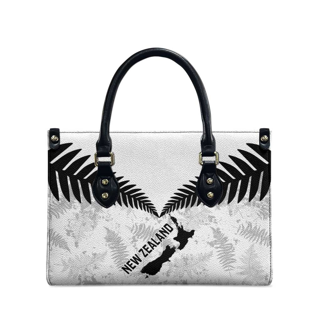 Custom New Zealand Silver Fern Football Leather Bag Go Aotearoa Grunge White - Vibe Hoodie