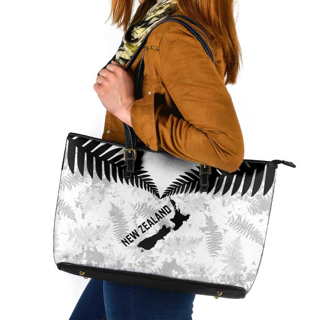 Custom New Zealand Silver Fern Football Leather Tote Bag Go Aotearoa Grunge White - Vibe Hoodie