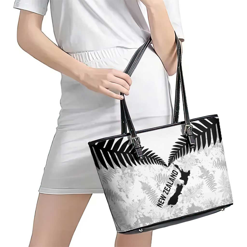 Custom New Zealand Silver Fern Football Leather Tote Bag Go Aotearoa Grunge White - Vibe Hoodie