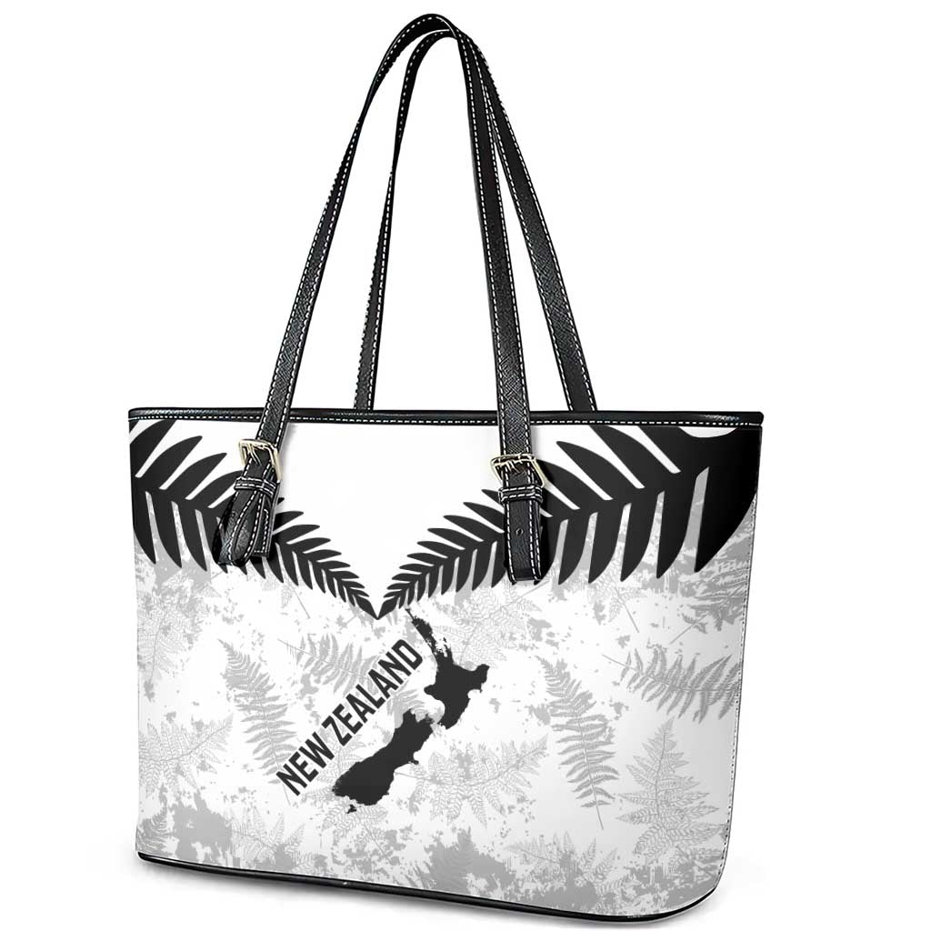 Custom New Zealand Silver Fern Football Leather Tote Bag Go Aotearoa Grunge White - Vibe Hoodie
