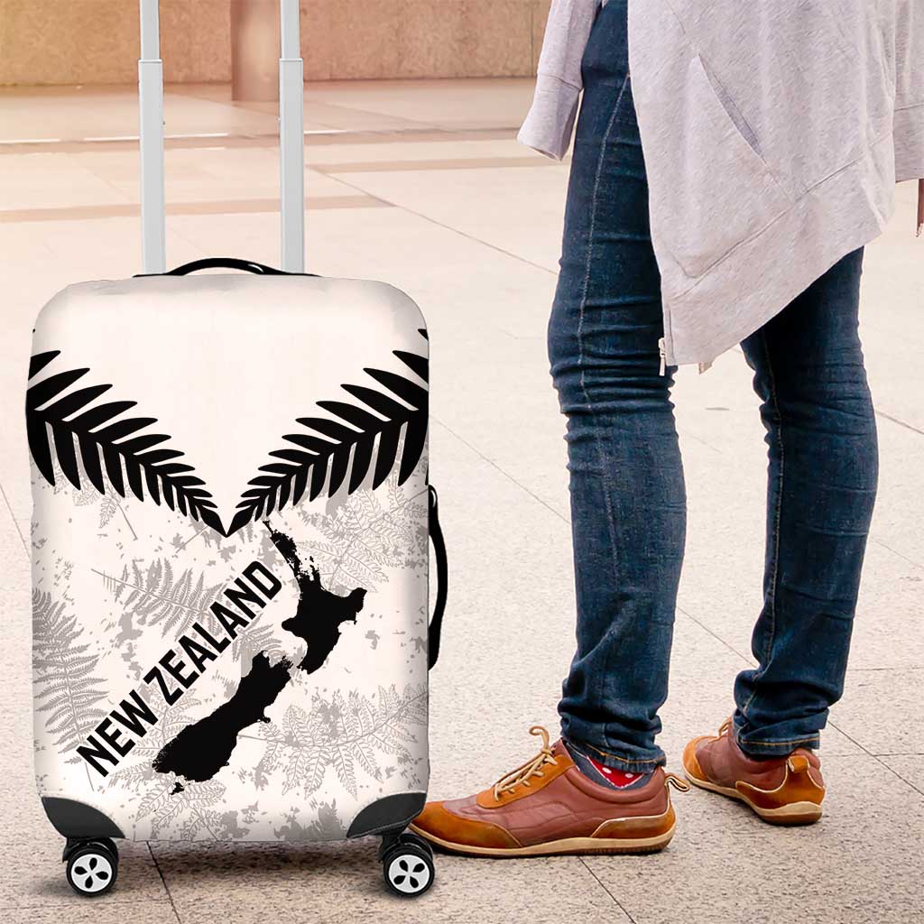 Custom New Zealand Silver Fern Football Luggage Cover Go Aotearoa Grunge White - Vibe Hoodie