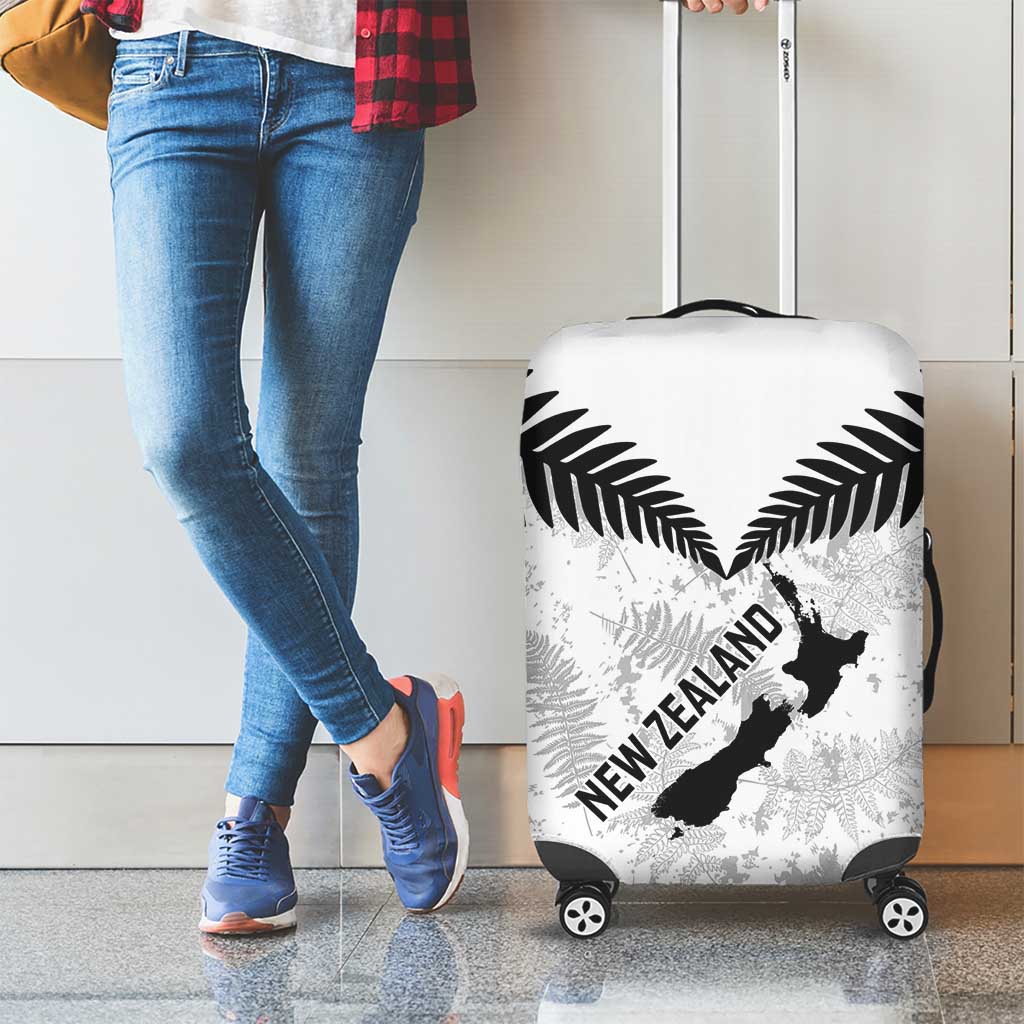 Custom New Zealand Silver Fern Football Luggage Cover Go Aotearoa Grunge White - Vibe Hoodie