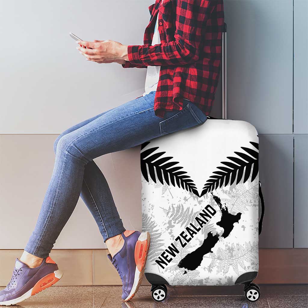 Custom New Zealand Silver Fern Football Luggage Cover Go Aotearoa Grunge White - Vibe Hoodie