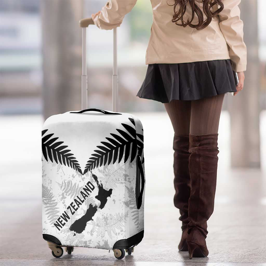 Custom New Zealand Silver Fern Football Luggage Cover Go Aotearoa Grunge White - Vibe Hoodie