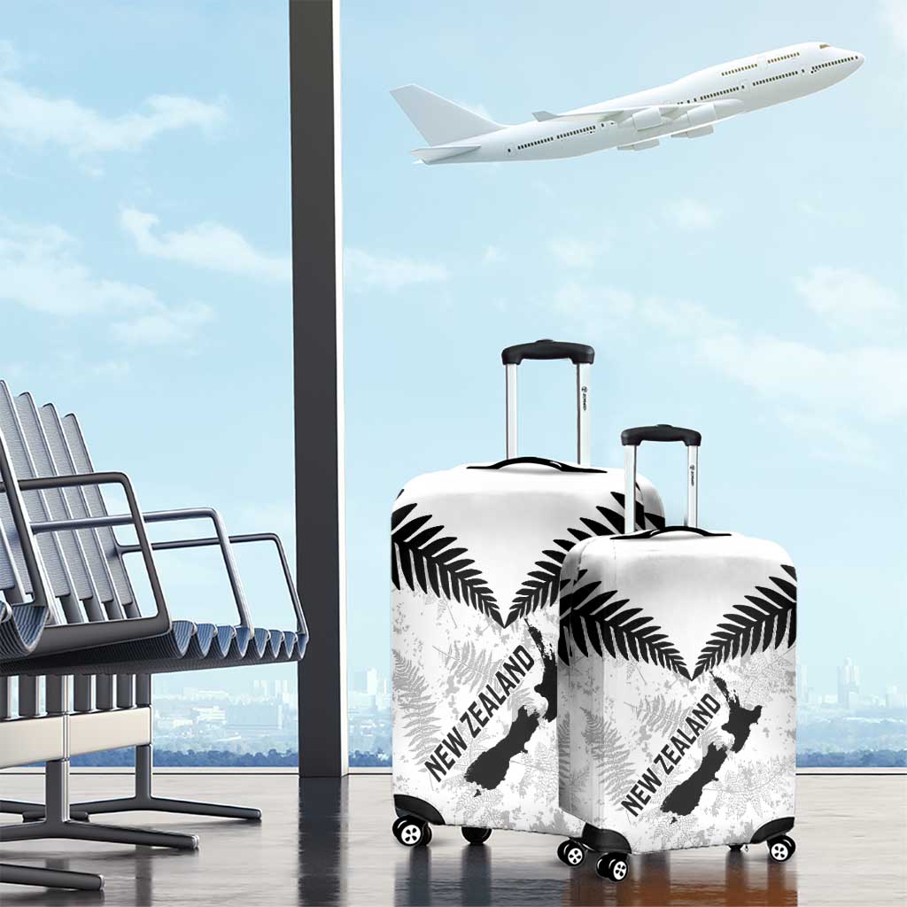 Custom New Zealand Silver Fern Football Luggage Cover Go Aotearoa Grunge White - Vibe Hoodie
