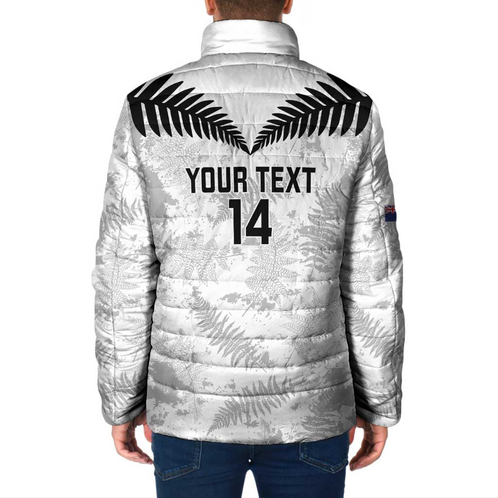 Custom New Zealand Silver Fern Football Padded Jacket Go Aotearoa Grunge White - Vibe Hoodie