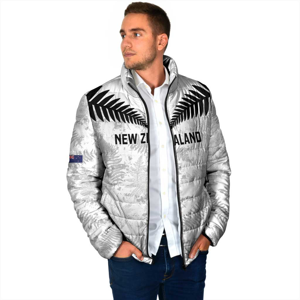 Custom New Zealand Silver Fern Football Padded Jacket Go Aotearoa Grunge White - Vibe Hoodie