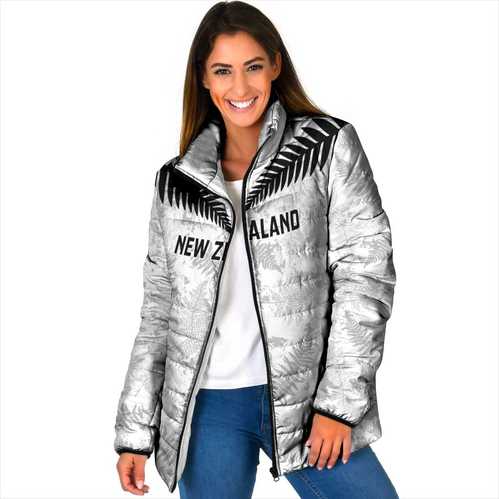 Custom New Zealand Silver Fern Football Padded Jacket Go Aotearoa Grunge White - Vibe Hoodie