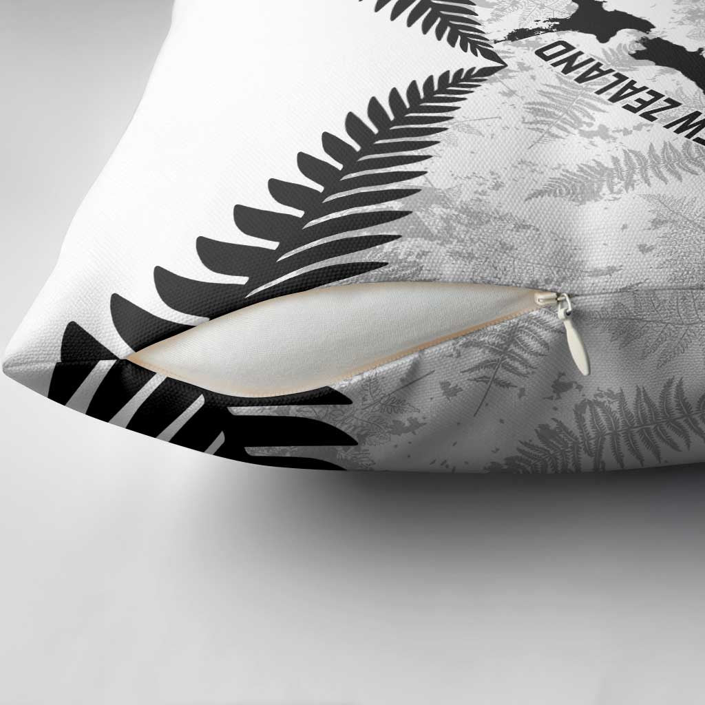Custom New Zealand Silver Fern Football Pillow Cover Go Aotearoa Grunge White - Vibe Hoodie