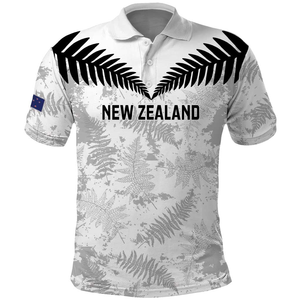 Custom New Zealand Silver Fern Football Polo Shirt Go Aotearoa Grunge White - Vibe Hoodie