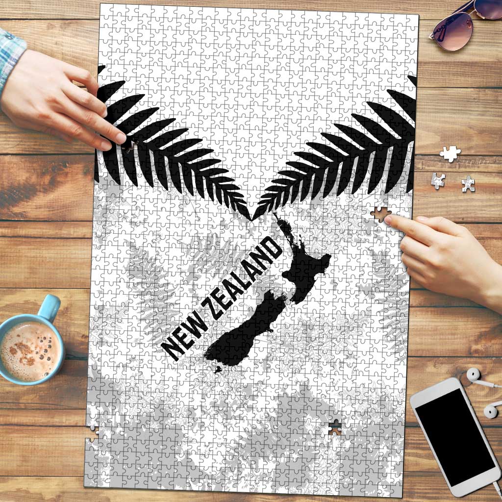 Custom New Zealand Silver Fern Football Puzzle Go Aotearoa Grunge White - Vibe Hoodie