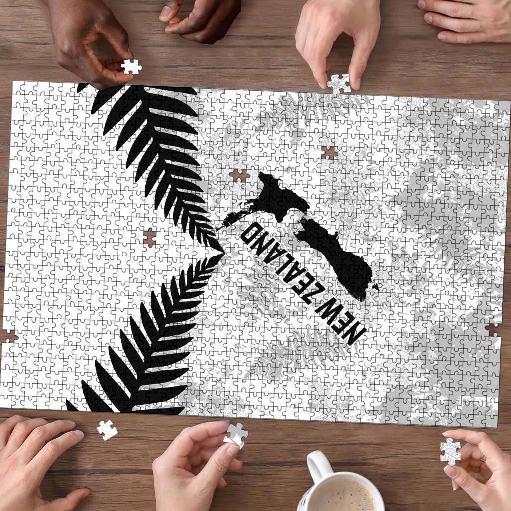 Custom New Zealand Silver Fern Football Puzzle Go Aotearoa Grunge White - Vibe Hoodie