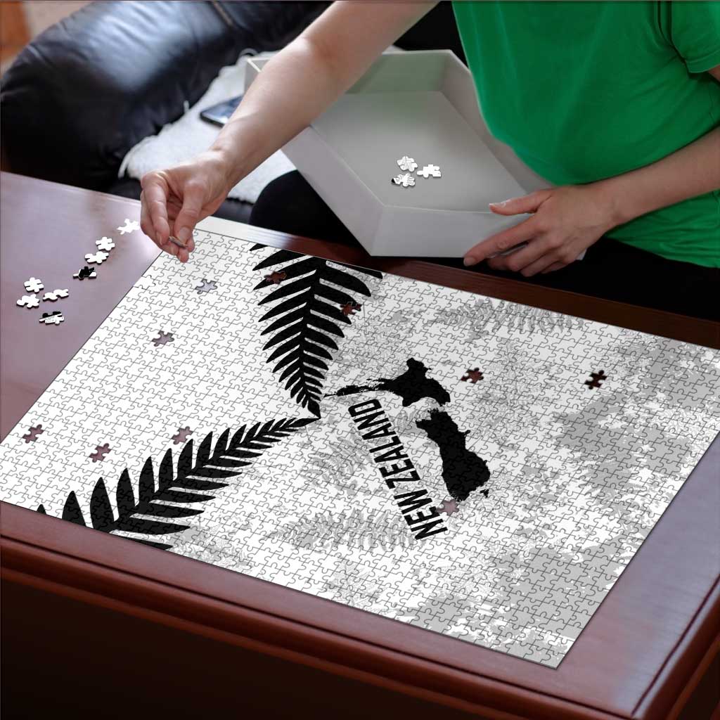 Custom New Zealand Silver Fern Football Puzzle Go Aotearoa Grunge White - Vibe Hoodie