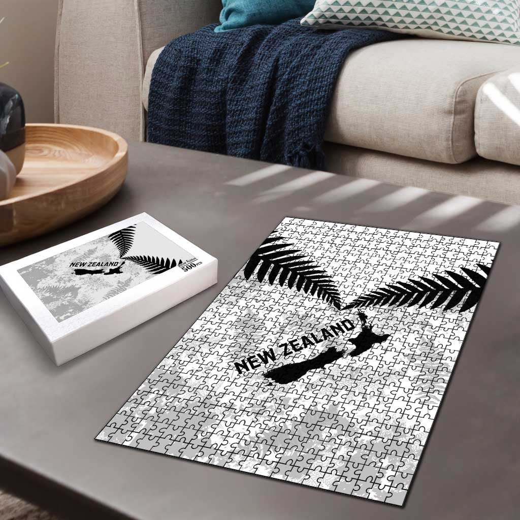 Custom New Zealand Silver Fern Football Puzzle Go Aotearoa Grunge White - Vibe Hoodie