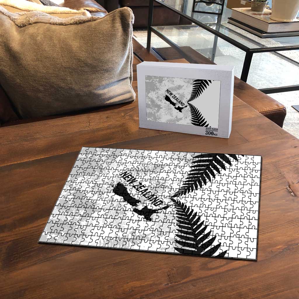Custom New Zealand Silver Fern Football Puzzle Go Aotearoa Grunge White - Vibe Hoodie