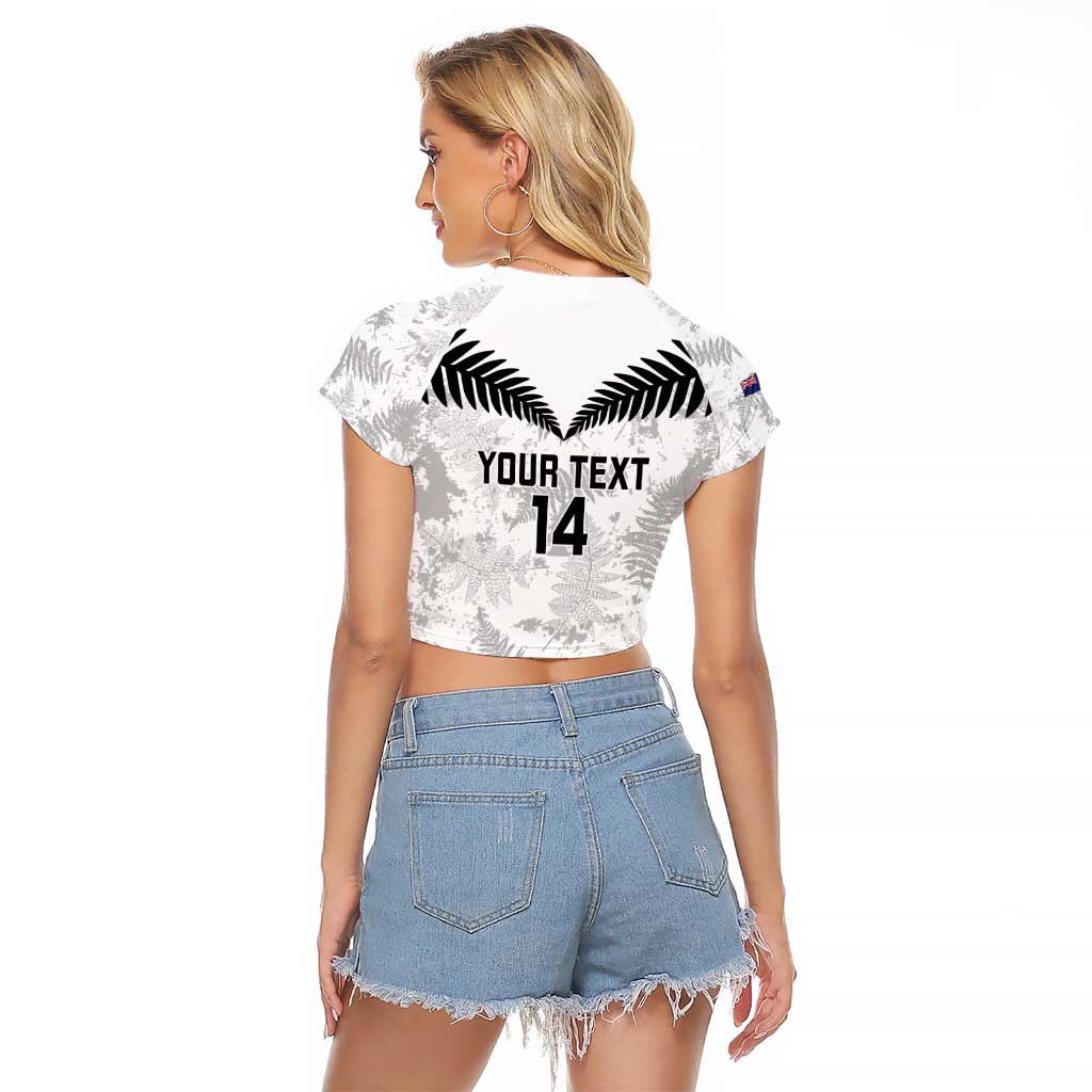 Custom New Zealand Silver Fern Football Raglan Cropped T Shirt Go Aotearoa Grunge White - Vibe Hoodie