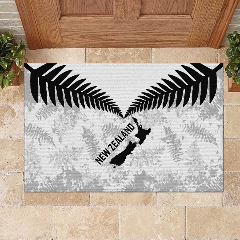 Custom New Zealand Silver Fern Football Rubber Doormat Go Aotearoa Grunge White - Vibe Hoodie