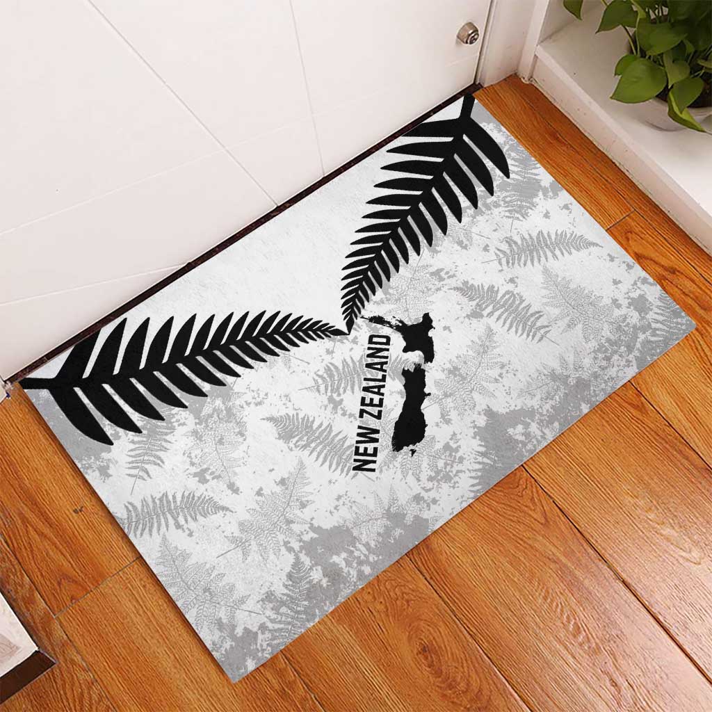Custom New Zealand Silver Fern Football Rubber Doormat Go Aotearoa Grunge White - Vibe Hoodie