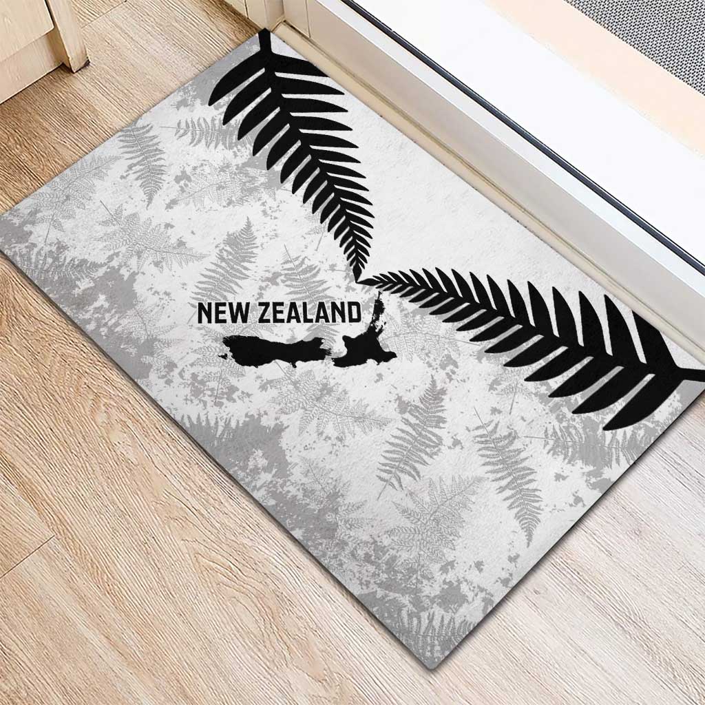 Custom New Zealand Silver Fern Football Rubber Doormat Go Aotearoa Grunge White - Vibe Hoodie