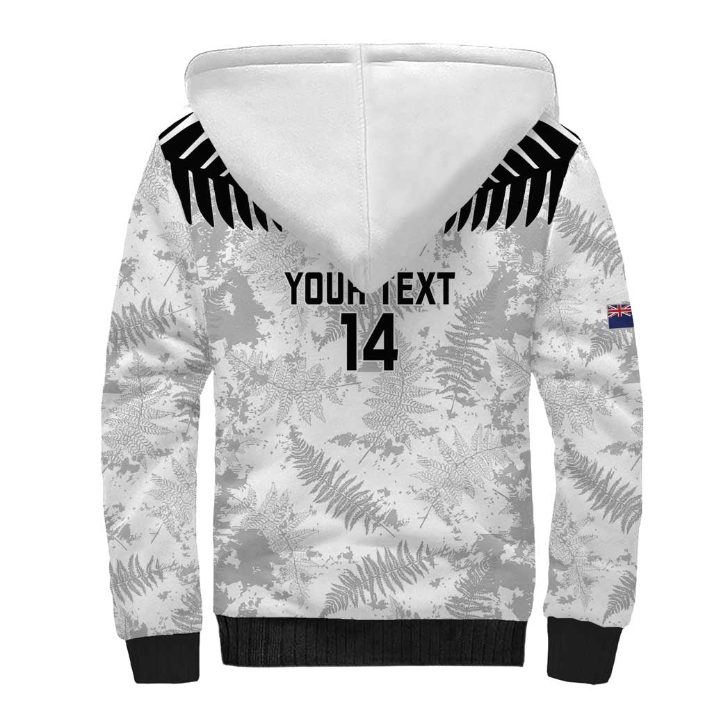 Custom New Zealand Silver Fern Football Sherpa Hoodie Go Aotearoa Grunge White - Vibe Hoodie