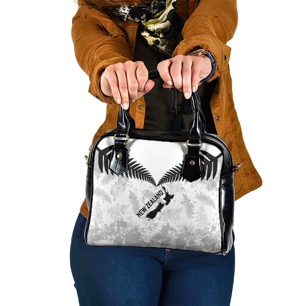 Custom New Zealand Silver Fern Football Shoulder Handbag Go Aotearoa Grunge White - Vibe Hoodie