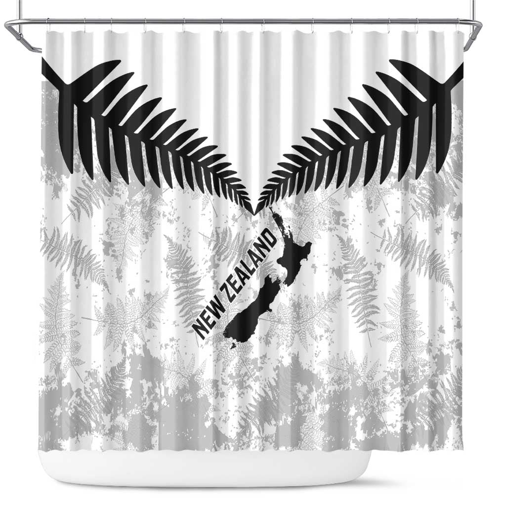 Custom New Zealand Silver Fern Football Shower Curtain Go Aotearoa Grunge White - Vibe Hoodie