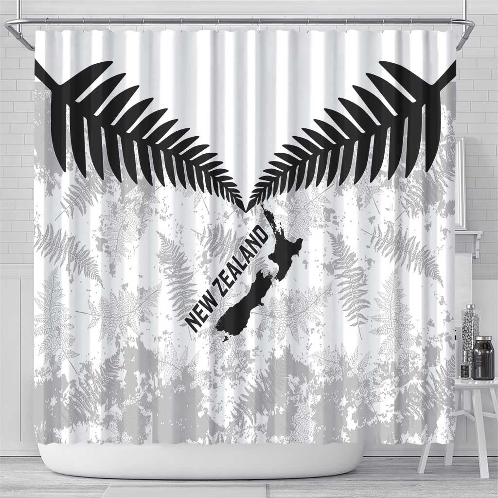 Custom New Zealand Silver Fern Football Shower Curtain Go Aotearoa Grunge White - Vibe Hoodie