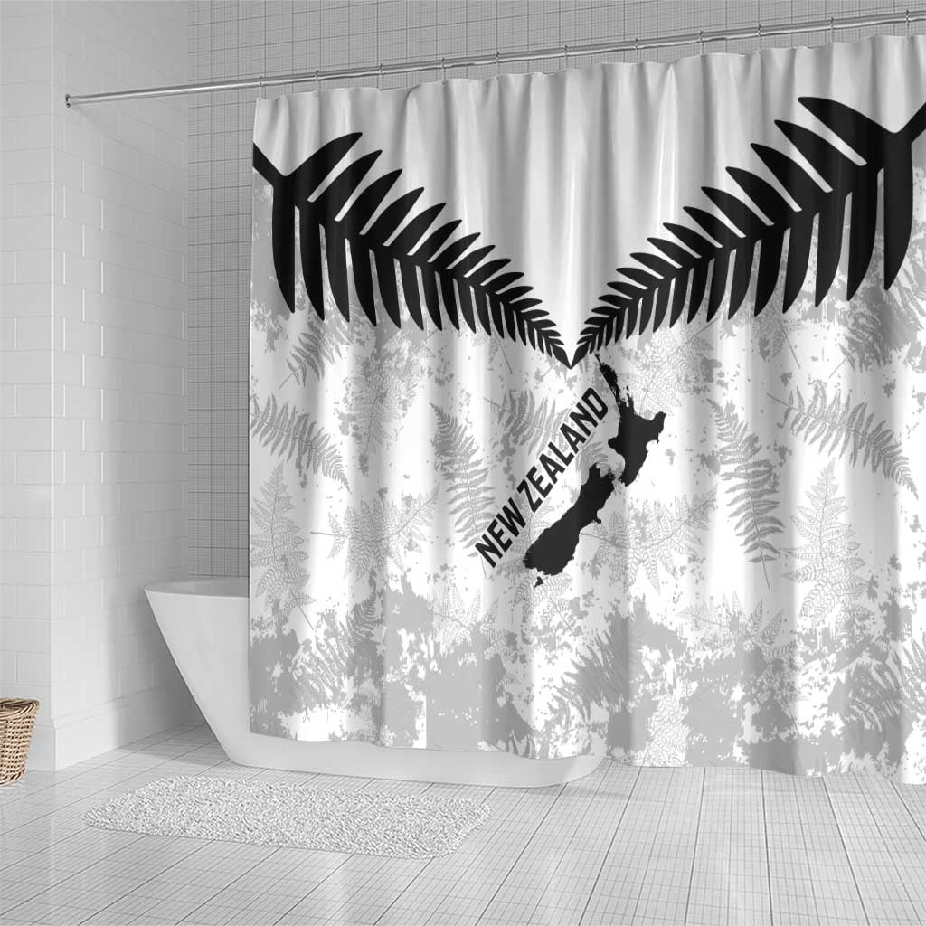 Custom New Zealand Silver Fern Football Shower Curtain Go Aotearoa Grunge White - Vibe Hoodie
