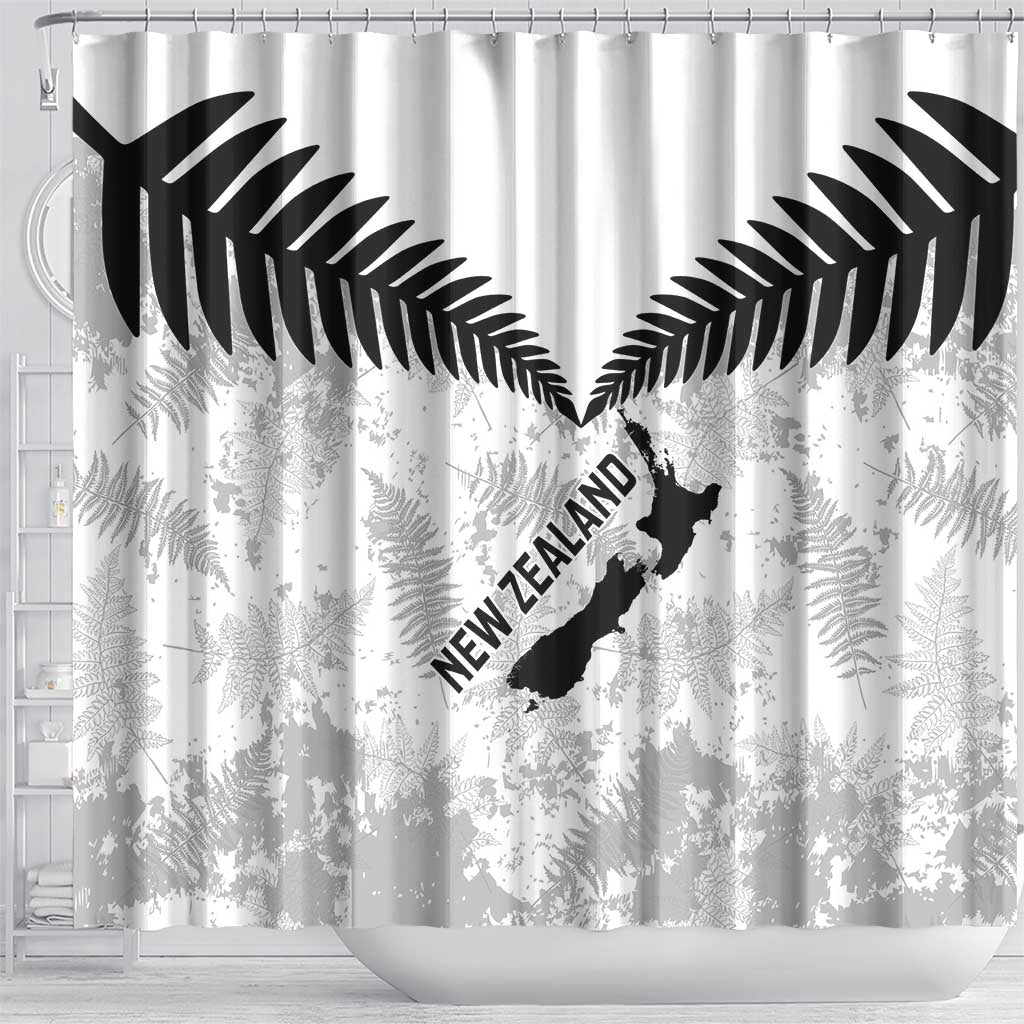 Custom New Zealand Silver Fern Football Shower Curtain Go Aotearoa Grunge White - Vibe Hoodie