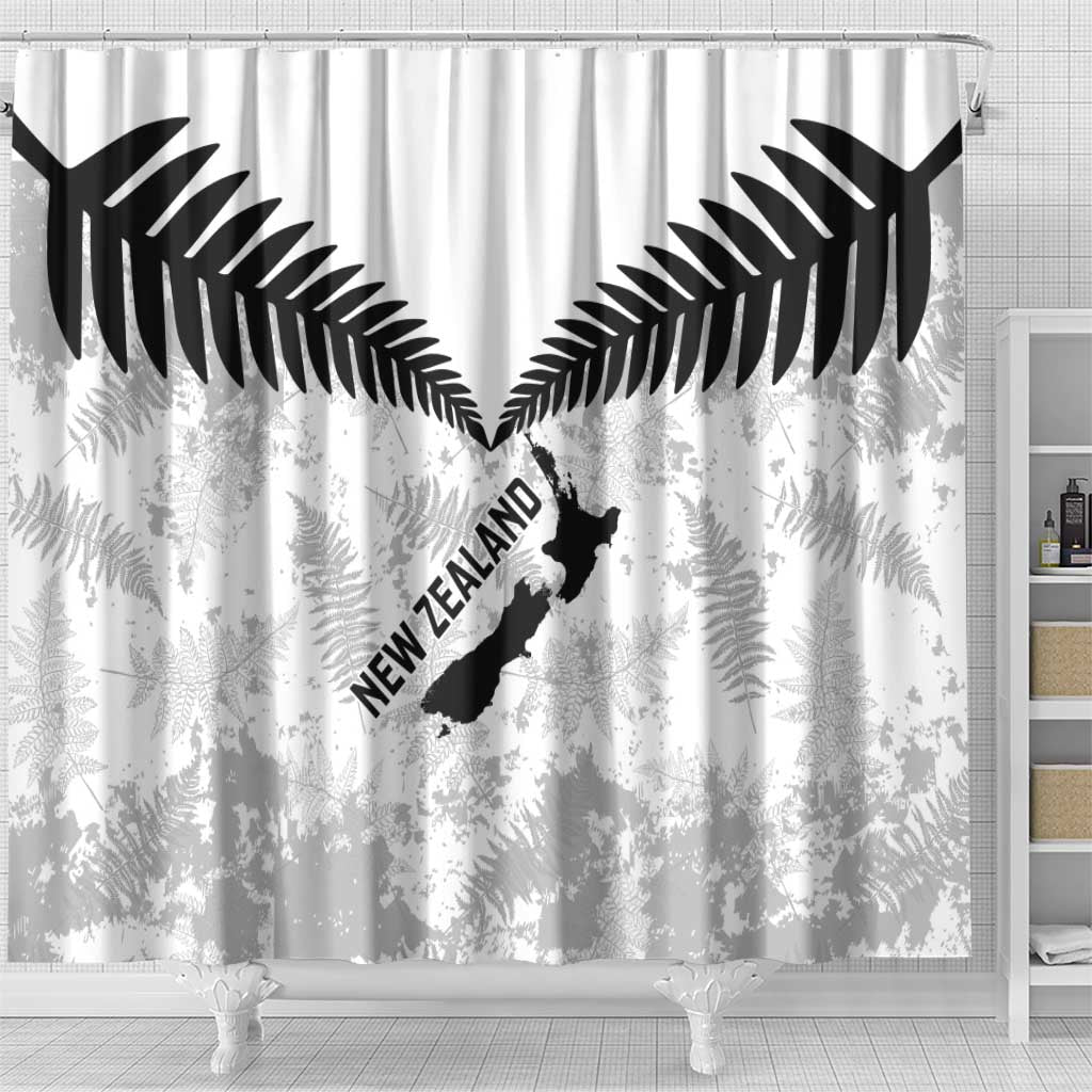 Custom New Zealand Silver Fern Football Shower Curtain Go Aotearoa Grunge White - Vibe Hoodie