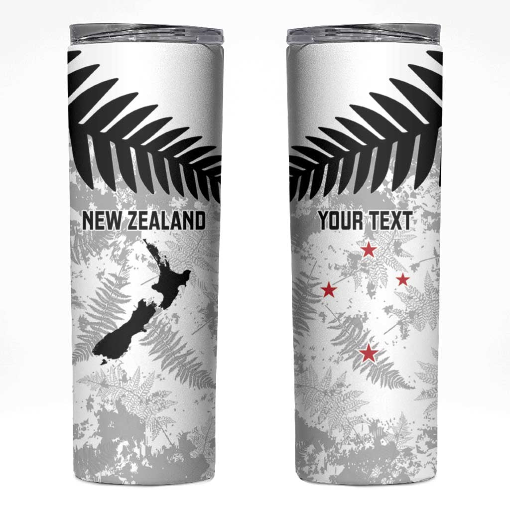 Custom New Zealand Silver Fern Football Skinny Tumbler Go Aotearoa Grunge White - Vibe Hoodie