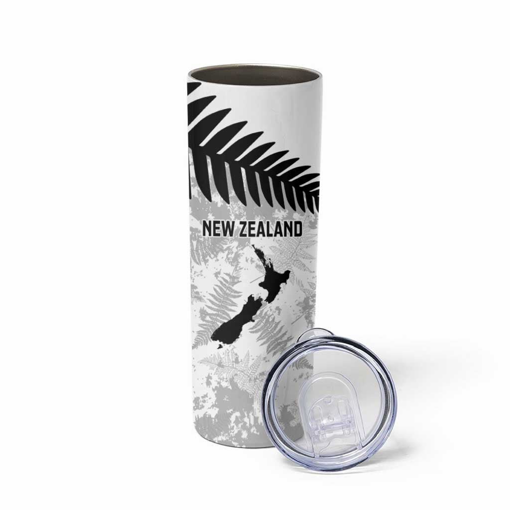 Custom New Zealand Silver Fern Football Skinny Tumbler Go Aotearoa Grunge White - Vibe Hoodie