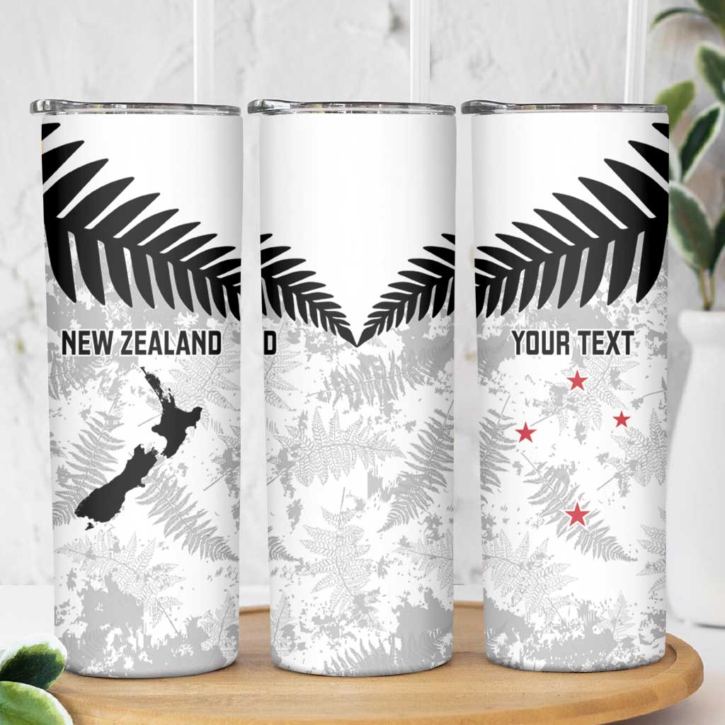 Custom New Zealand Silver Fern Football Skinny Tumbler Go Aotearoa Grunge White - Vibe Hoodie