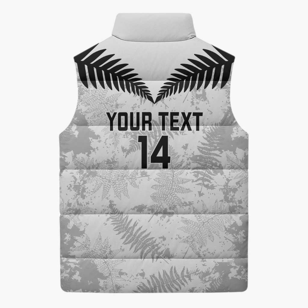 Custom New Zealand Silver Fern Football Sleeveless Puffer Jacket Go Aotearoa Grunge White - Vibe Hoodie