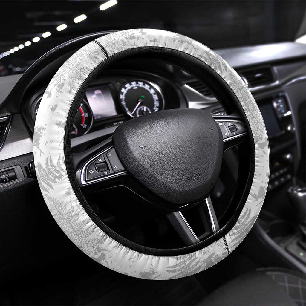 New Zealand Silver Fern Football Steering Wheel Cover Go Aotearoa Grunge White - Vibe Hoodie