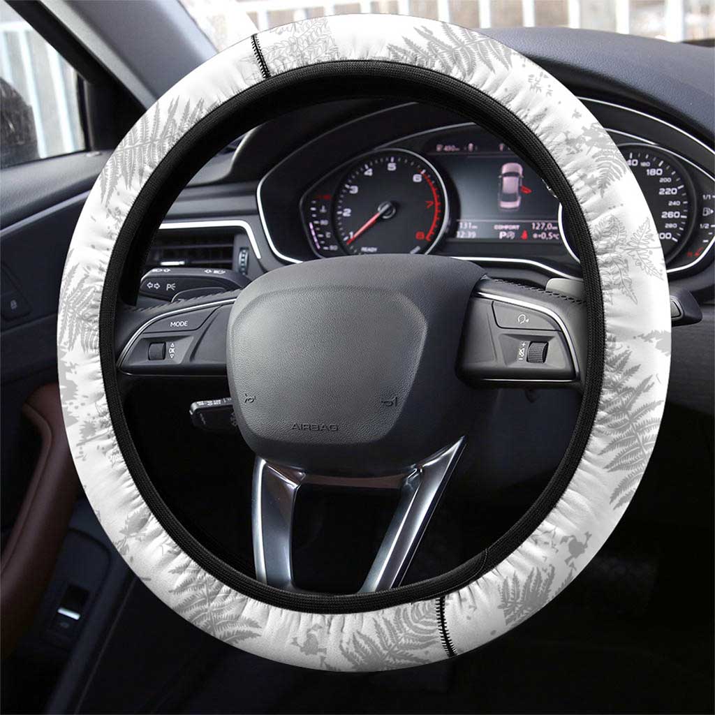 New Zealand Silver Fern Football Steering Wheel Cover Go Aotearoa Grunge White - Vibe Hoodie