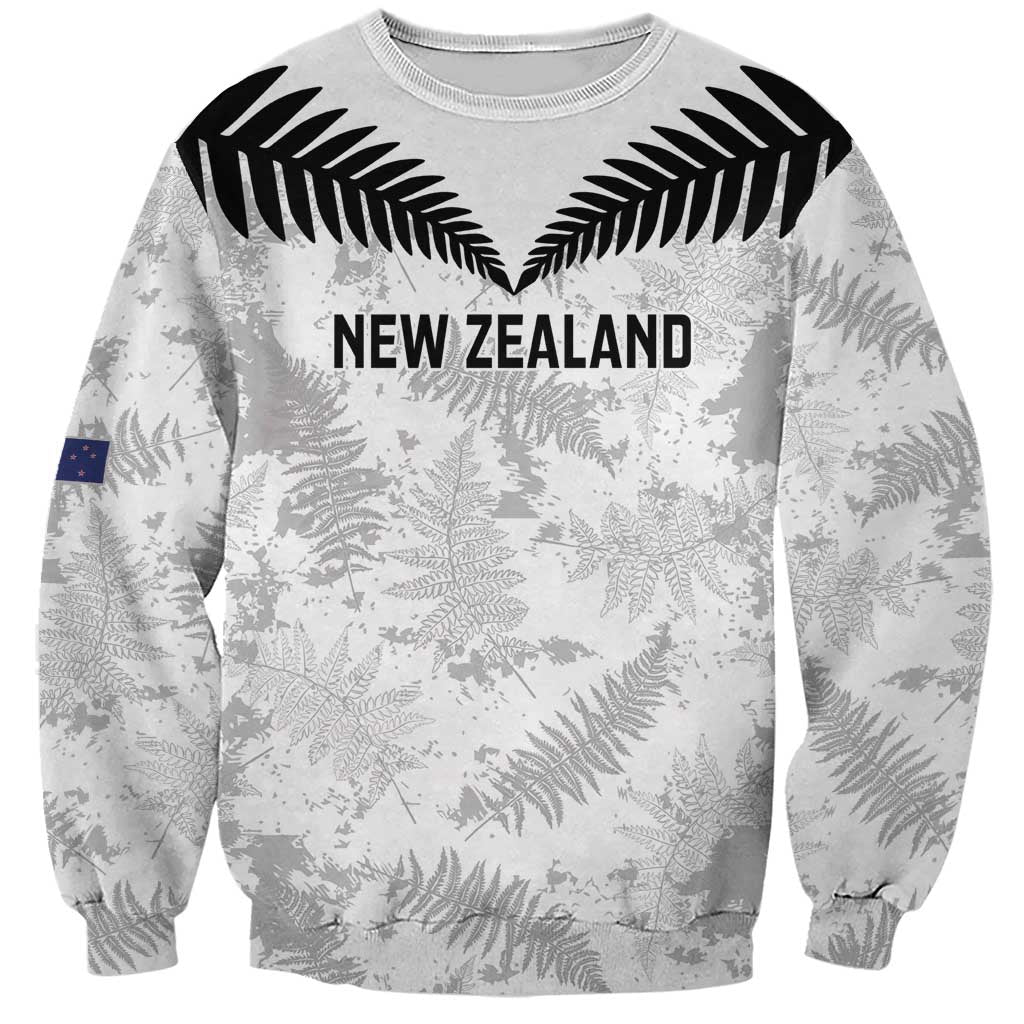 Custom New Zealand Silver Fern Football Sweatshirt Go Aotearoa Grunge White - Vibe Hoodie