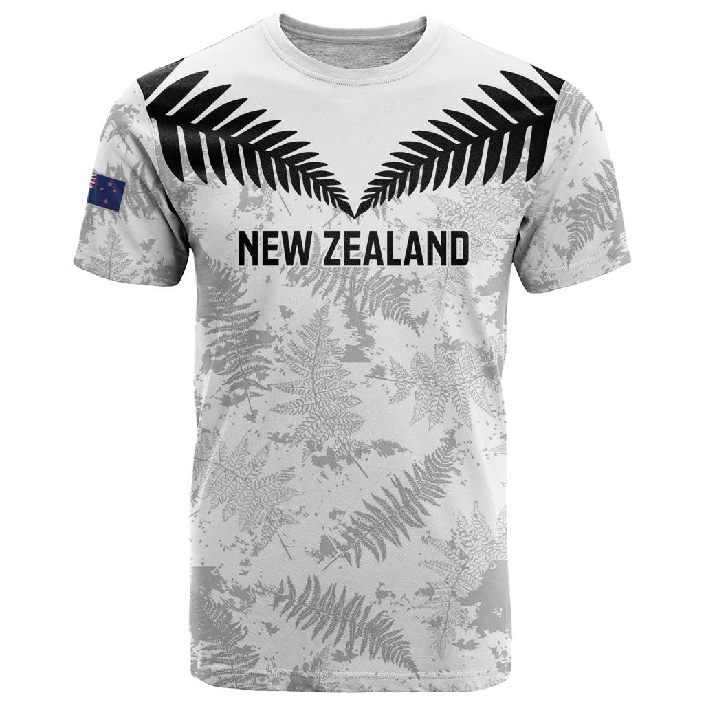 Custom New Zealand Silver Fern Football T Shirt Go Aotearoa Grunge White - Vibe Hoodie